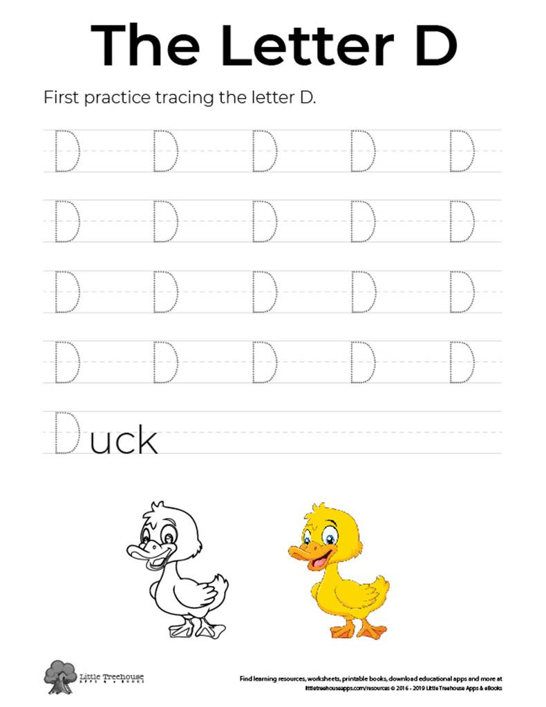 Practice Tracing the Letter D